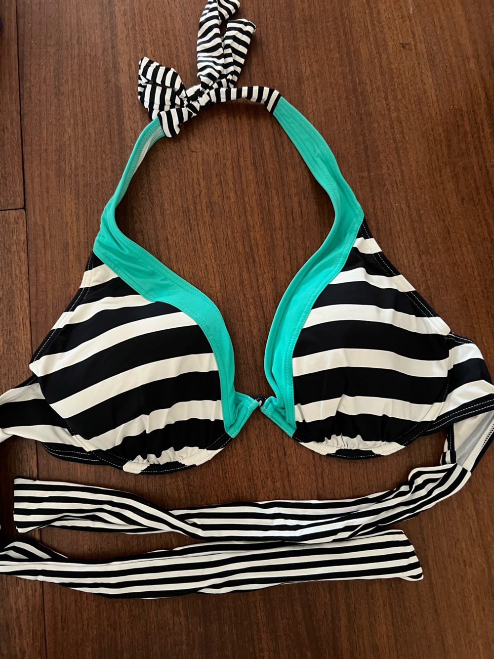 Venus Black & White Stripe Bikini with Teal Trim, Lascana style - Picture 3 of 6
